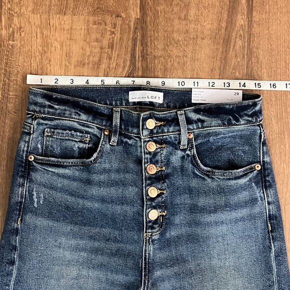 NEW Loft Fresh Cut High Rise Straight Jeans Raw Hem Sz 8 - Picture 8 of 12